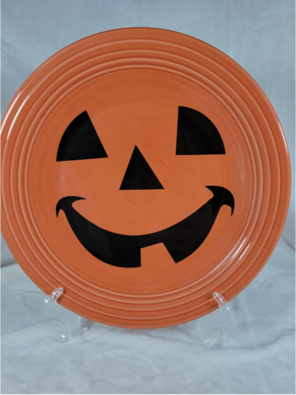 Fiestaware Vintage Happy PUMPKIN Persimmon Chop Plate 12” Fiesta Halloween